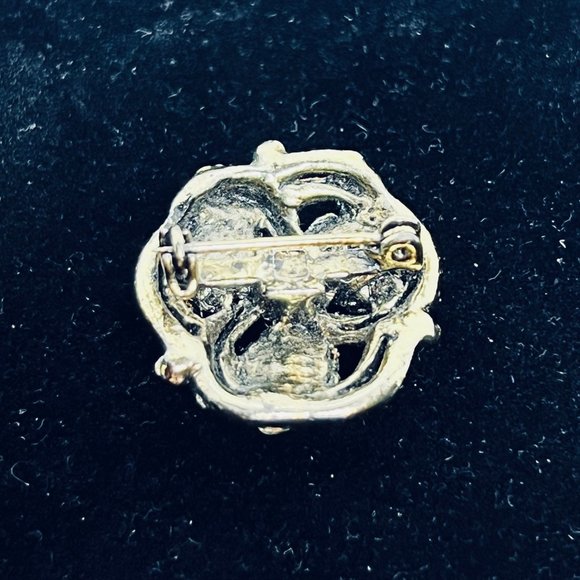 White Metal Casters Association Gold Tone And Clear Rhinestone Brooch - Picture 2 of 3